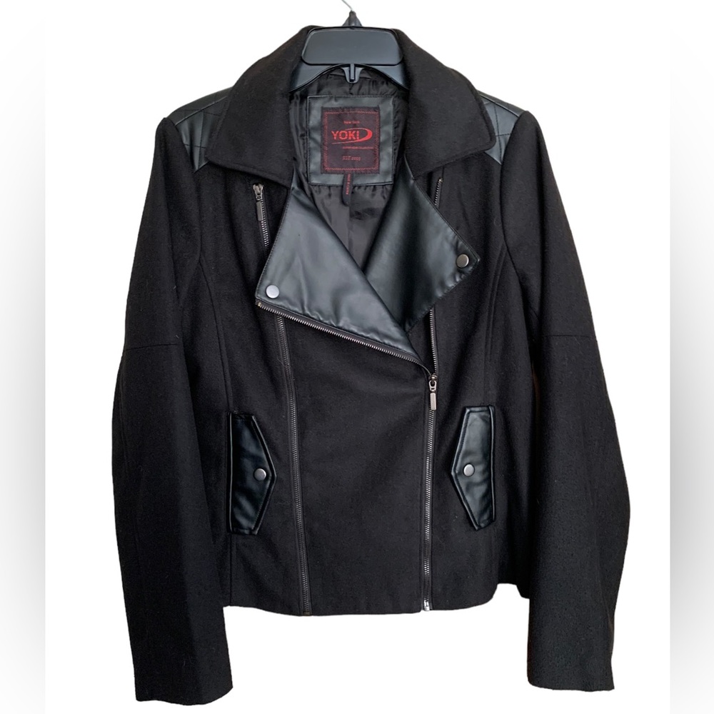 Yoki Black Faux Leather Zip Moto Jacket Women’s Size Large